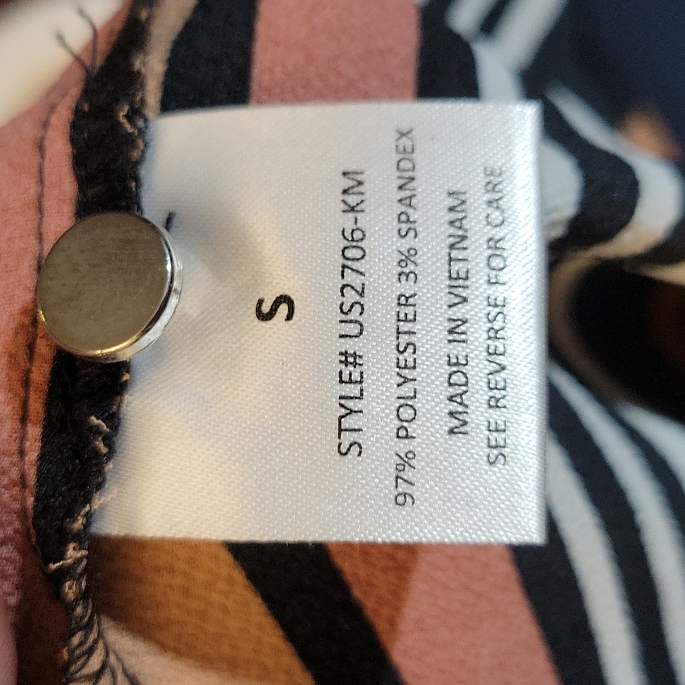 Striped Belted Shirt Dress Button Tab Roll Up Sleeves Small - Picture 10 of 11